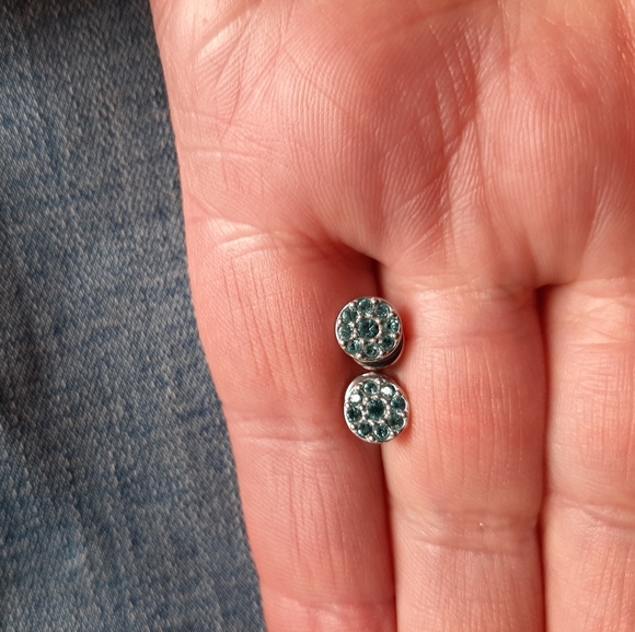 Fossil aqua earrings and silver hoops